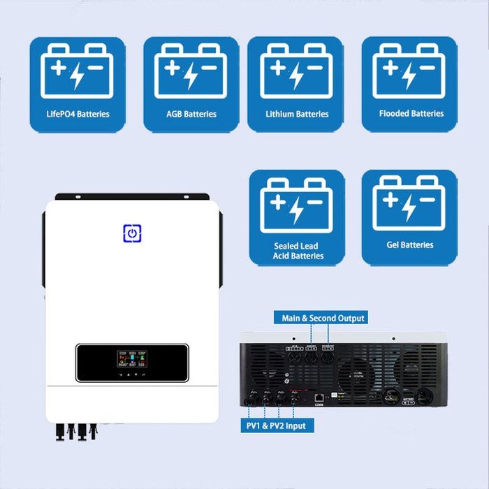 10.2KW 48V соларен хибриден инвертор Off-Grid MPPT 160A PV Max 500V