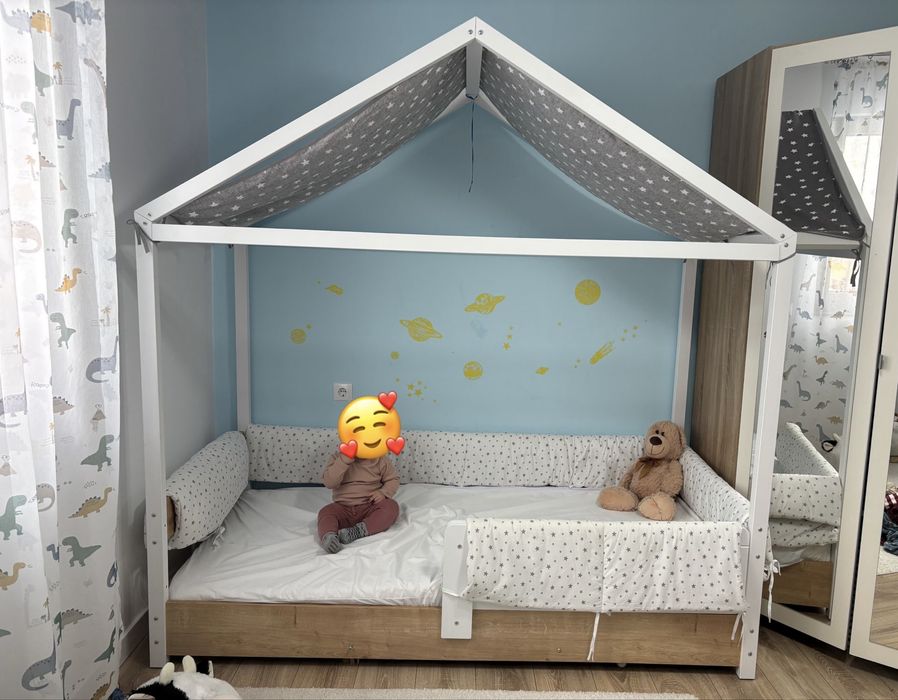 Pat casuta cu toate accesorile  100x200