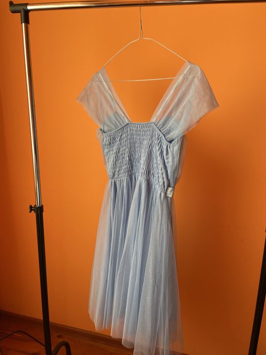 Официална дамска рокля XS/S размер в светли синьо