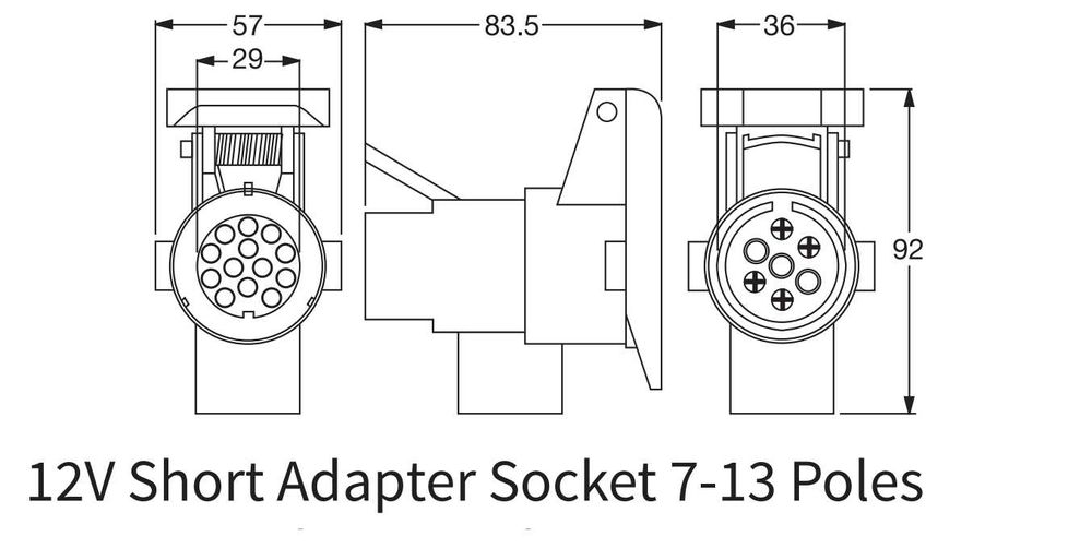 Букса Преходник Адаптер за Ремарке Теглич 12V ПВЦ от 7 към 13 Пина