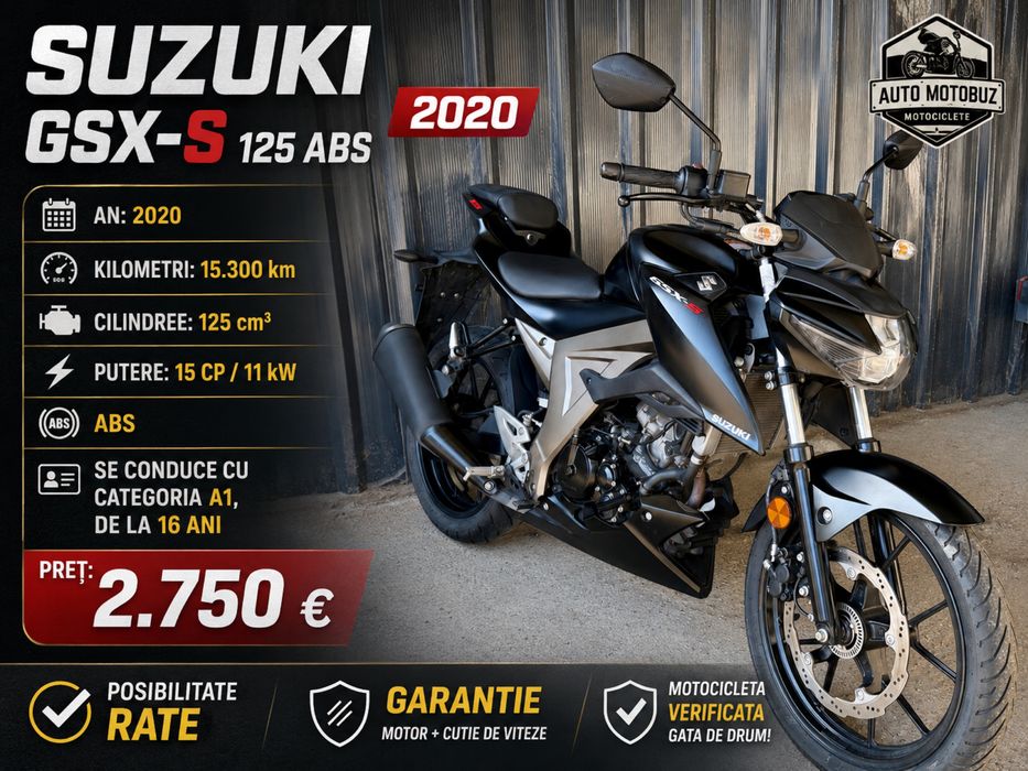 Suzuki GSX-S 125 2020 ABS categ. a1-16 ani (RATE + GARANTIE)