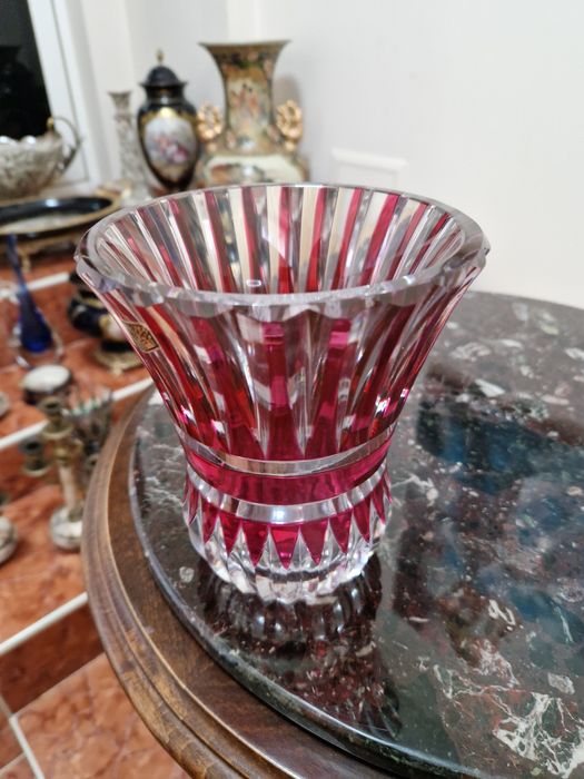 Уникална английска белгийска кристална ваза Val Saint Lambert