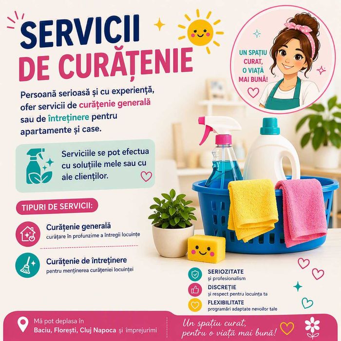 Ofer servicii de curățenie la domiciliu-Disponibila si sambata