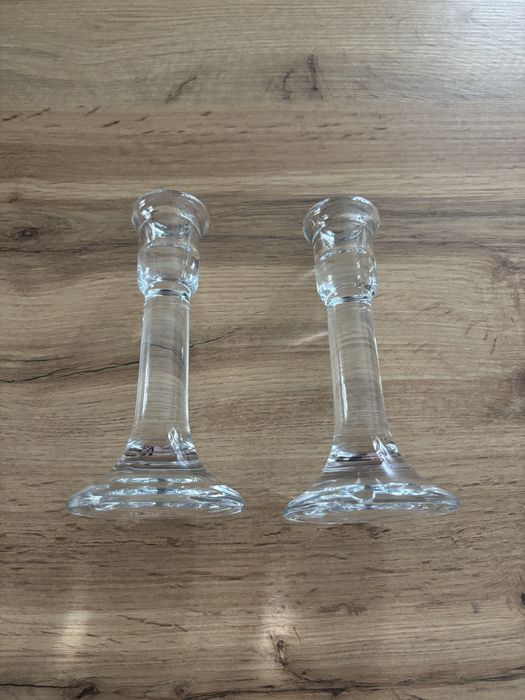 Set suport lumanari sticla - 2 sfesnice sticla