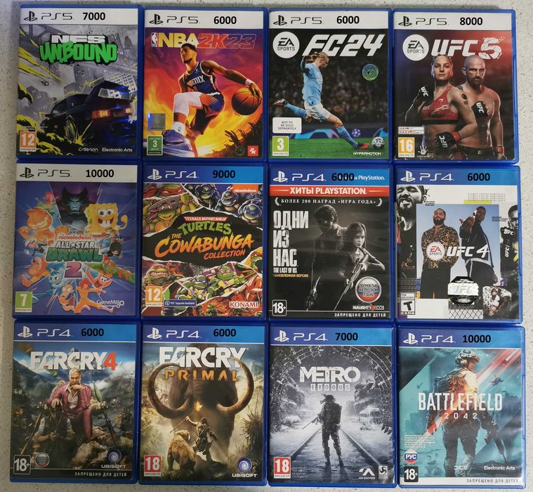 Диски с играми на PS4/PS5
