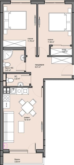 Продава се Тристаен апартамент в София, Красна поляна 2 - 84 кв.м за 1148 €/кв.м - Снимка #1