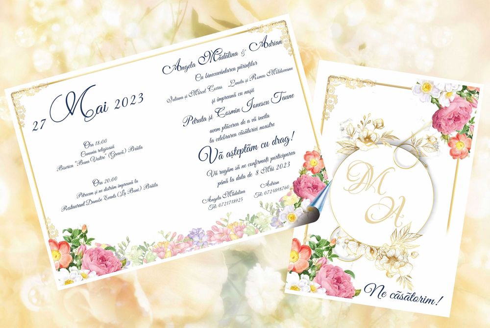 CASUTE DAR de botez / nunta, invitatii, meniuri