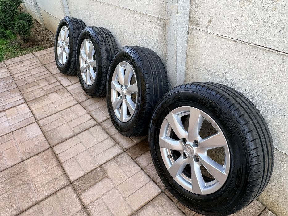 Jante aliaj ENKEI 4x100 ( Set x4 ) cu anvelope aproape noi Debica 195/65/15 Dacia Logan