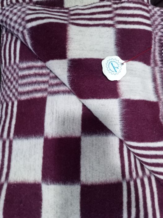 Чисто ново вълнено одеяло "Индустриалимпорт" (Соц ретро, 100% вълна)