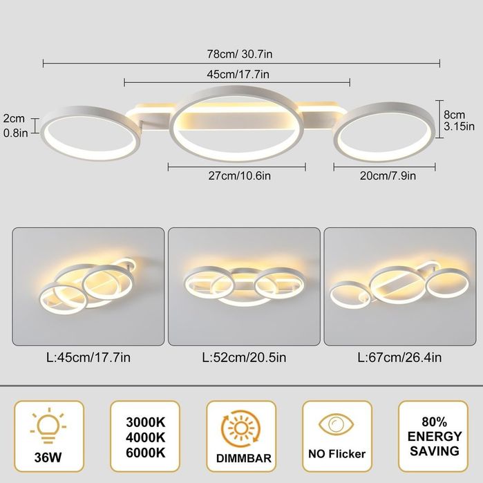 Lustra Smart cu telecomanda - culoare alb natural - nou!