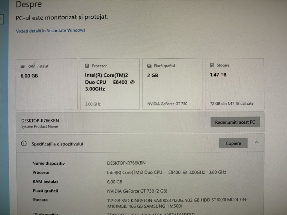 Unitate Desktop (PC) SSD+HDD, Windows 10