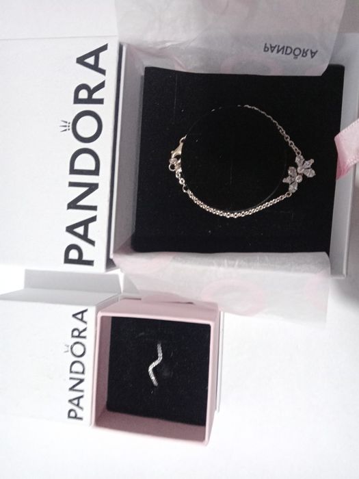 Бижута PANDORA комплект гривна и пръстен  ново