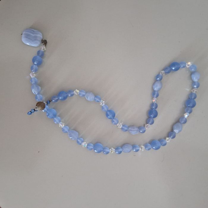 Colier cu pietre Swarovski si acvamarin