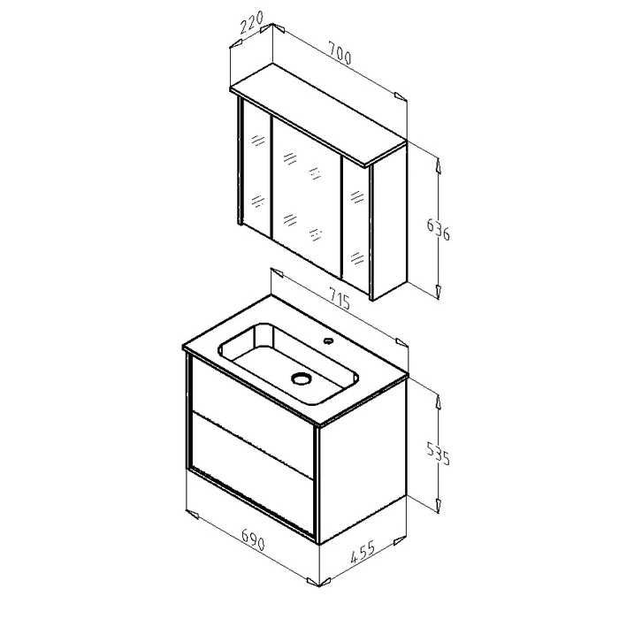 Masca baie set complet baie, Arthema Push 70, crem perlat Nou ambalat!