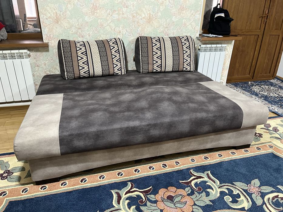 Раскладной диван с двумя подушками