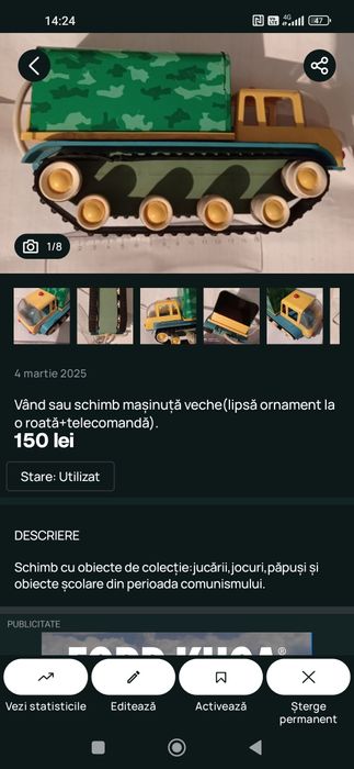 Vând sau schimb obiecte vechi.Preț în funcție de obiectul ales.