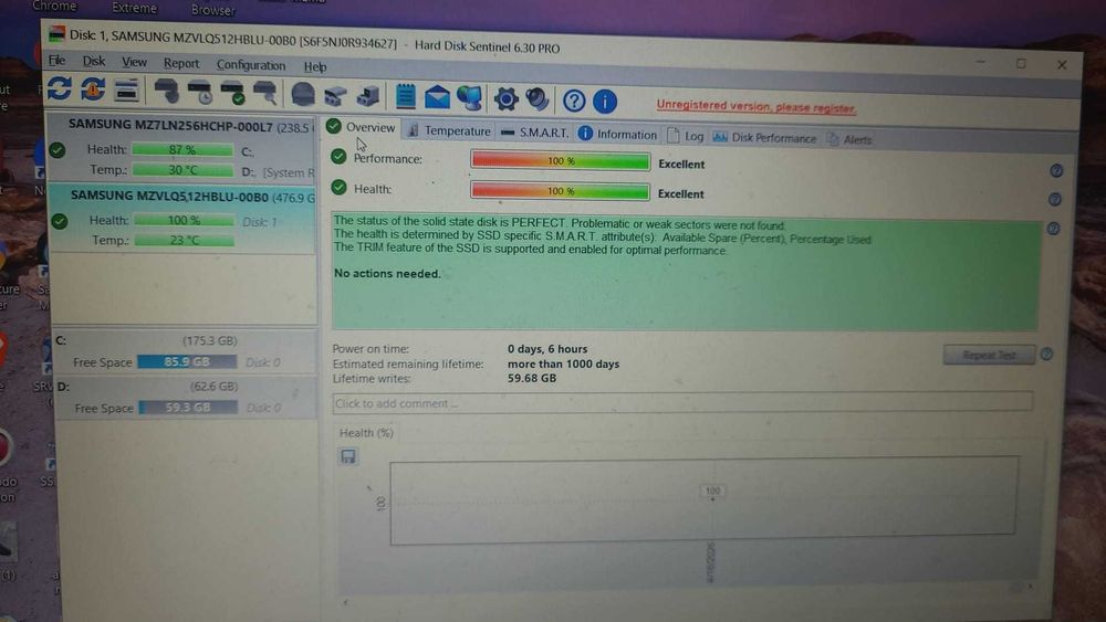 SSD Samsung PM991 de 512GB M.2, NVMe -noi , cateva ore utilizare