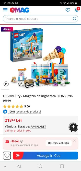 Lego original Magazinul de înghețată,mașini HOT Wheels, băncuțe, figurine