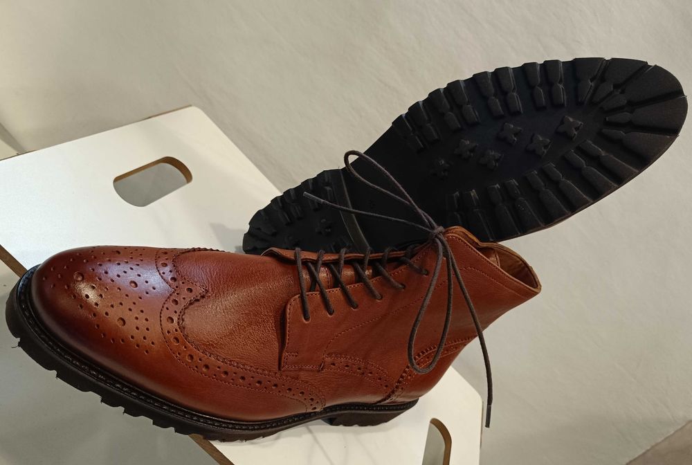 Ghete lace up brogue 45 de lux BOCAGE NOI piele naturala moale