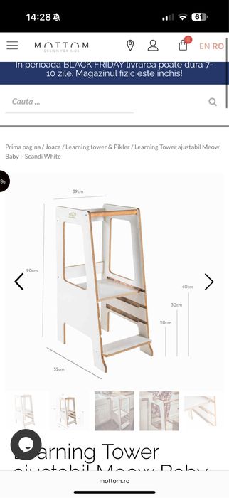 Learning tower- turn de catarare Meow Baby- alb