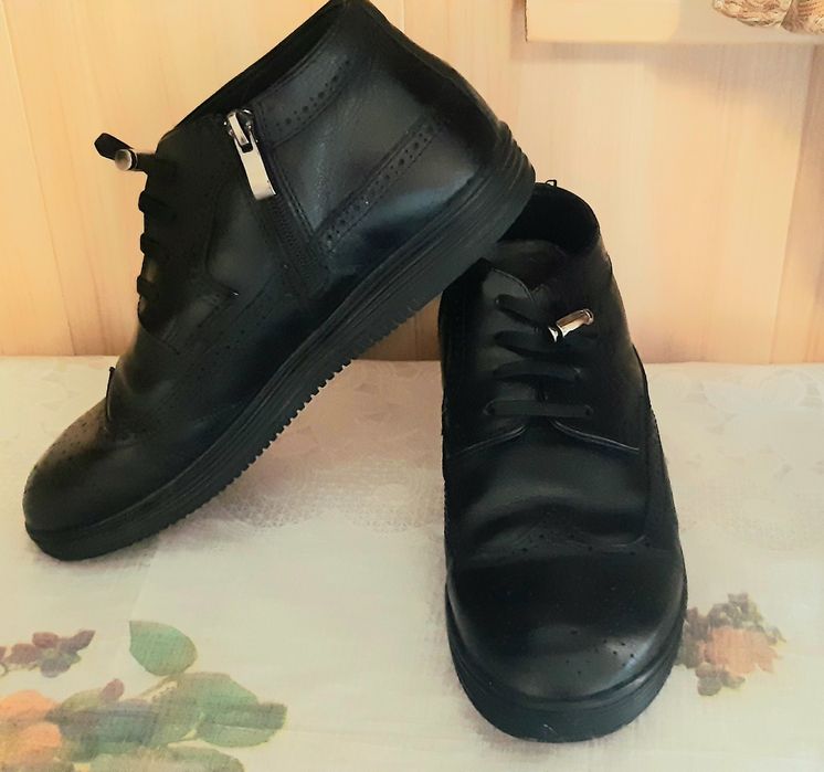 Кожанные полуботинки утепленные