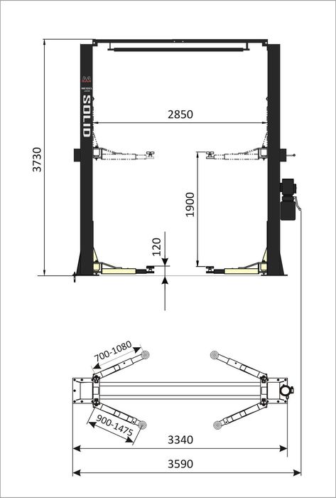4т. Двуколонен подемник Negel Jack с горна синхрониция 4000C+ анкери