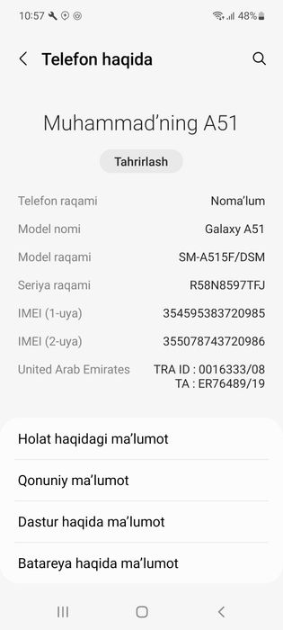 Galxy a51   64gb ga 4gb