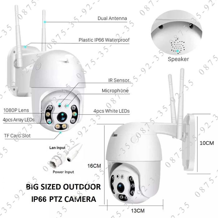 YCC365 Plus Куполна PTZ CAMERA WiFi. ВЪНШНА водоустойчива камера Wi-Fi