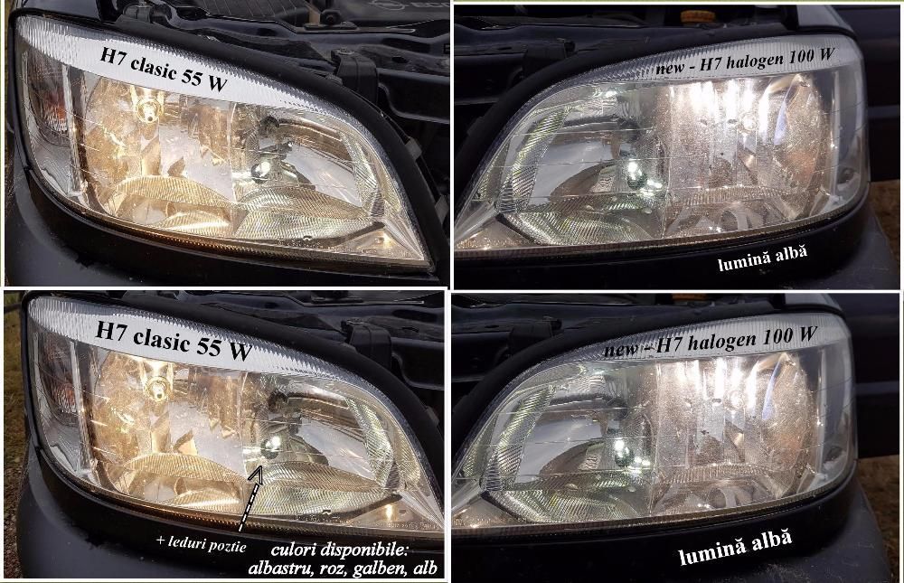 Becuri H7 100W, xenon,5000 K, halogen, auto, masina ,faza,tuning + LED