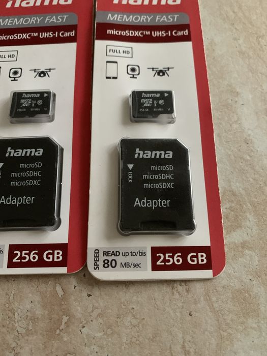 MicroSDXC Sandisk Ultra si Hama Memory Fast 256 Gb