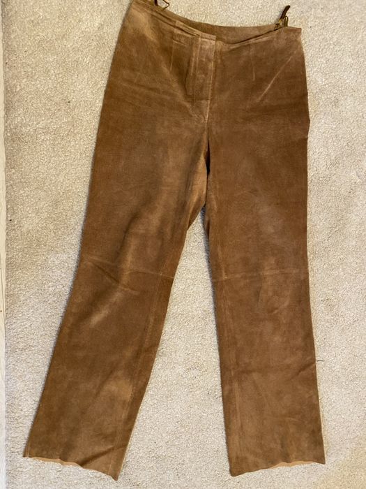 pantaloni-dama-piele naturala/caprioara-marimea M,cul. crem,captusiti