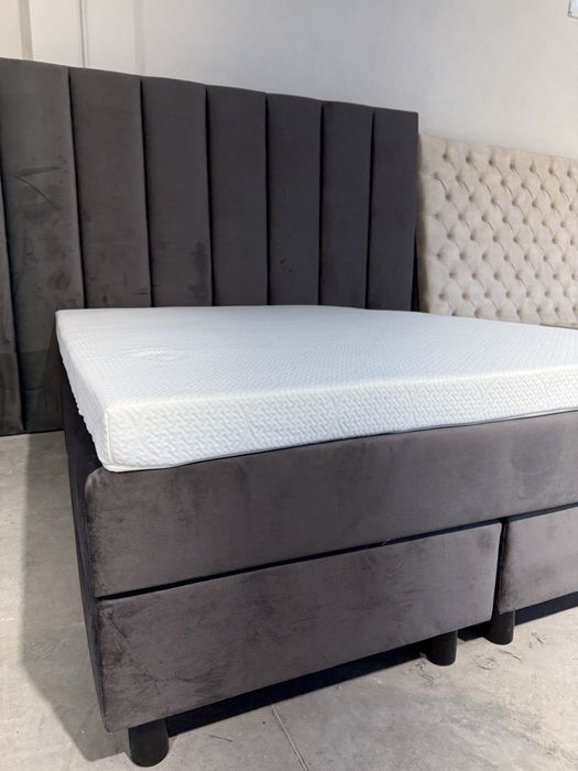 Pat tapitat tip springbox 140x200 cu topper 9 cm | IMPORT GERMANIA