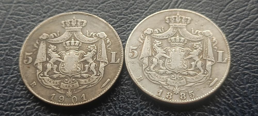 Două monede 5 lei Romania