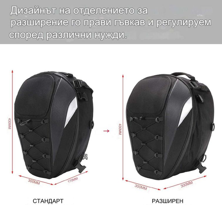 Раница за мотор 2в1 непромукаема чанта за мотористи