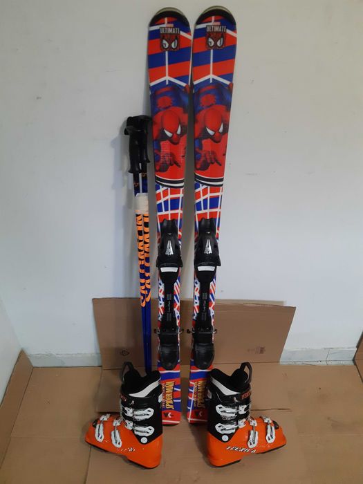 Schiuri copii schi Spidermann 127 cm set schi+clapari+bete buyback