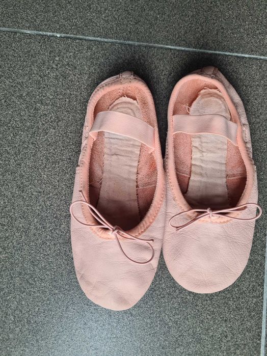 Demi-poante balet talpă întreagă, piele, Roz, mar. 25, 16 cm