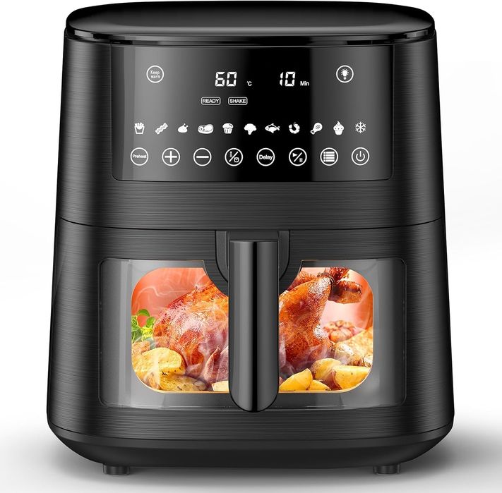 Фритюрник с горещ въздух (Air Fryer) XXL 7.2 литра с прозорец за наблю