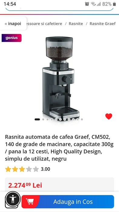 Rasnita Cafea Profesionala GRAEF CM501EU,noua,made in Germany.