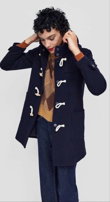 Дамско палто ZARA – тъмносиньо, със съдържание на вълна