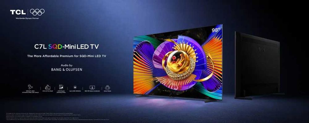 Телевизор TCL 55C7L SQD-Mini LED (2026) QLED, 4K Ultra HD, Google TV
