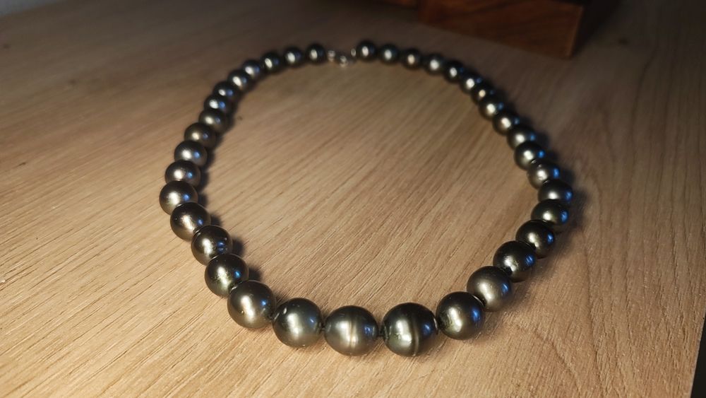 Tahitian черни перли 10-12 mm + 14K злато (585)