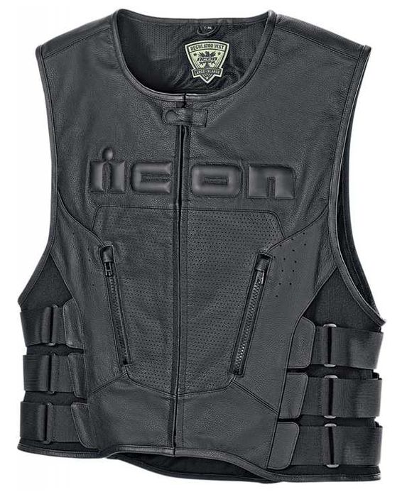 Кожен мото елек ICON VEST RED D3O мото чопър кожен