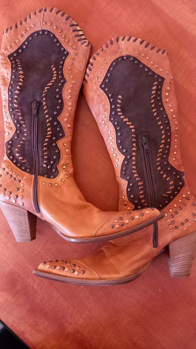 Cizme ciocate  dama din piele  Nana