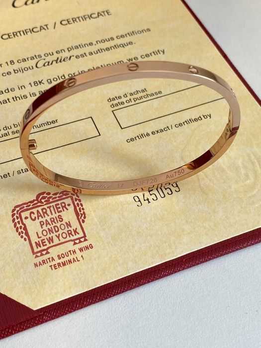 Brățară Cartier Love Slim 17 Rose Gold 750 cu cutie