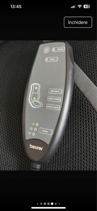 Husa / Scaun de masaj Beurer MG 205 Shiatsu negru