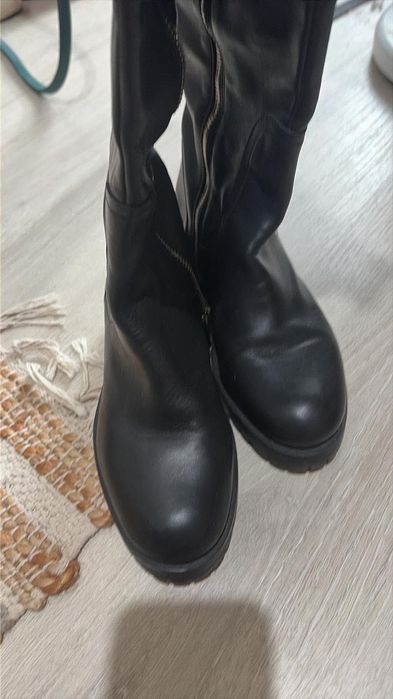 Cizme Zara înalte, piele naturală, 36