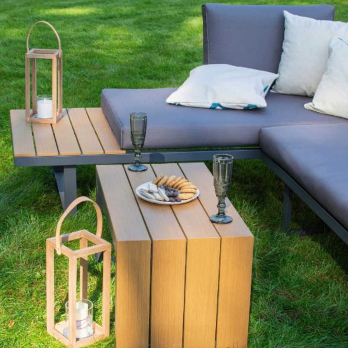 Градински комплект - модулен ъглов диван от алуминий с удобни възглавници и маса