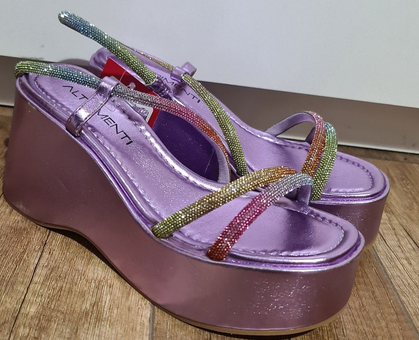 Sandale mov din piele naturala 37