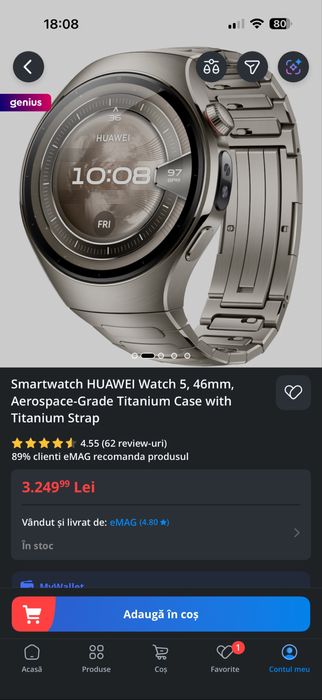 Smartwatch Huawei 5,46 mm Aero Space Grande Tutanium Case with Titan