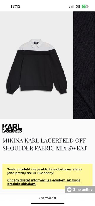 Karl Lagerfeld : Off Shoulder Mix-Sweat НОВА М / Оригинал